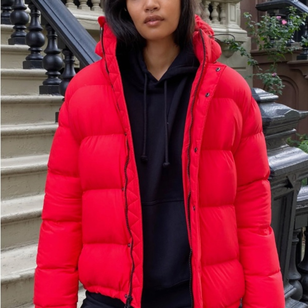 Aritzia Super Puff Red Puffer Jacket